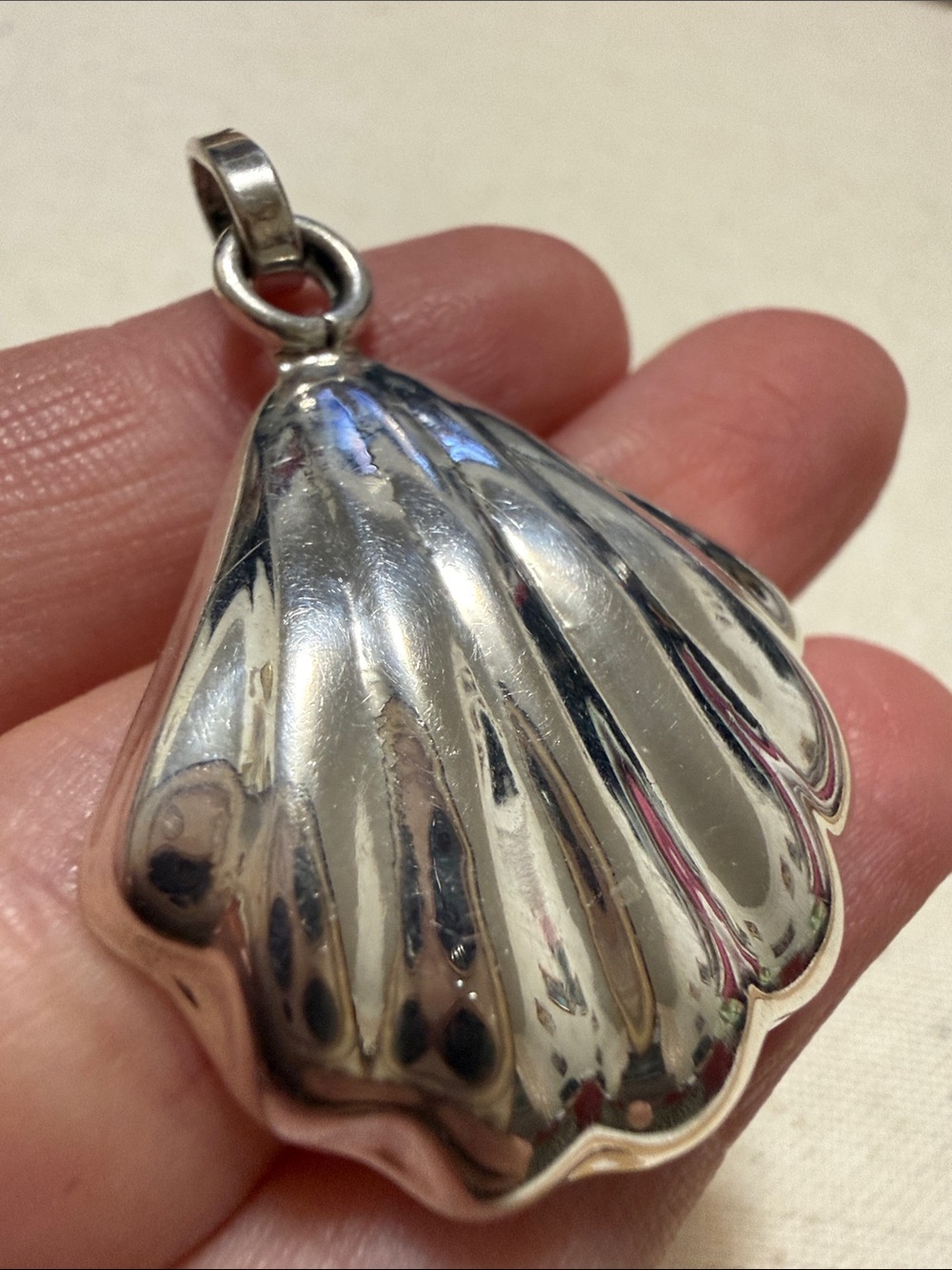Lovely Seashell Sterling Silver 925 Mexico Necklace Pendant